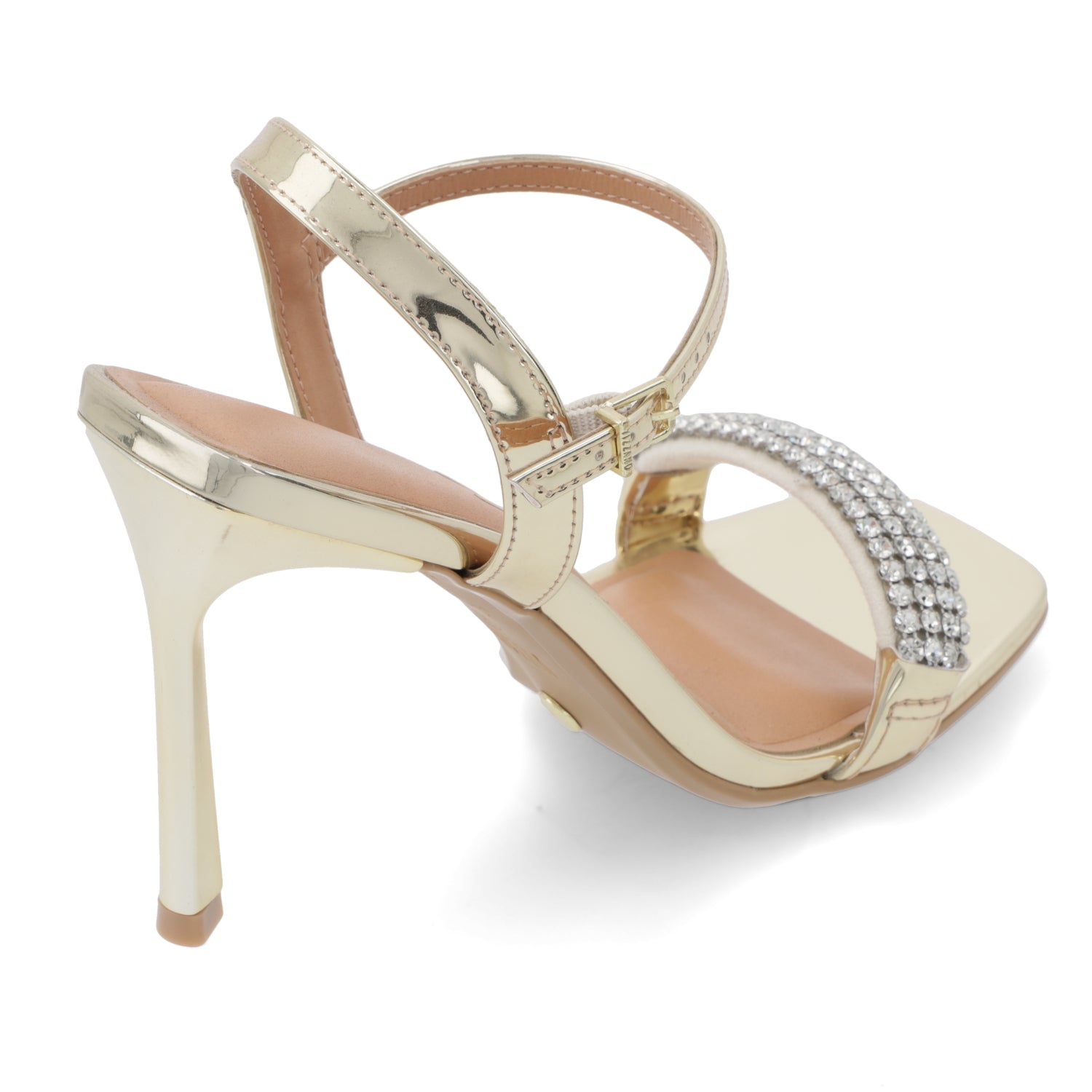 Sandalia Taco Aguja Eco Cuero Dorado 6516-203-28556-99163