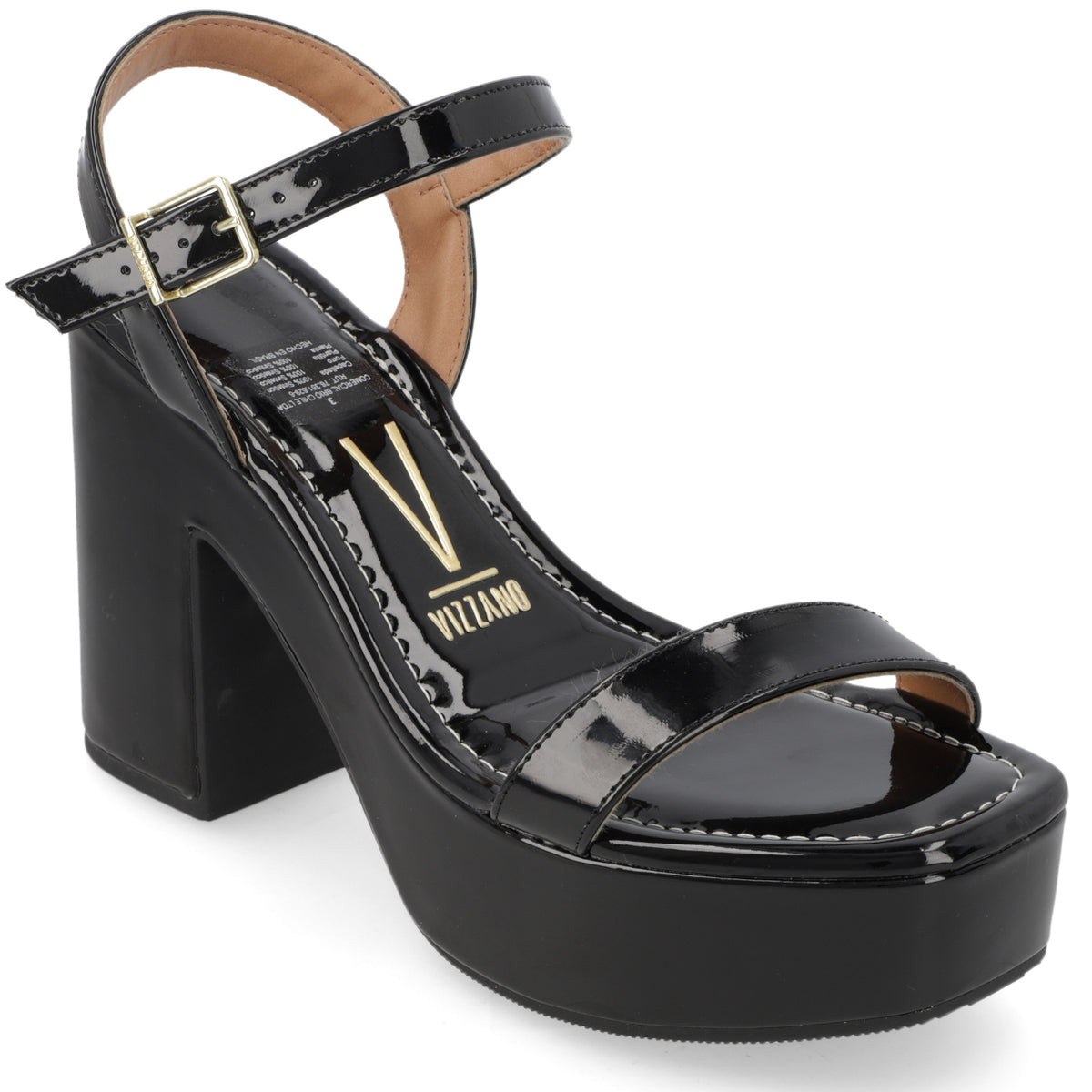 Sandalia Taco Ancho Alto Negro Vizzano Ecocuero 34 / Negro