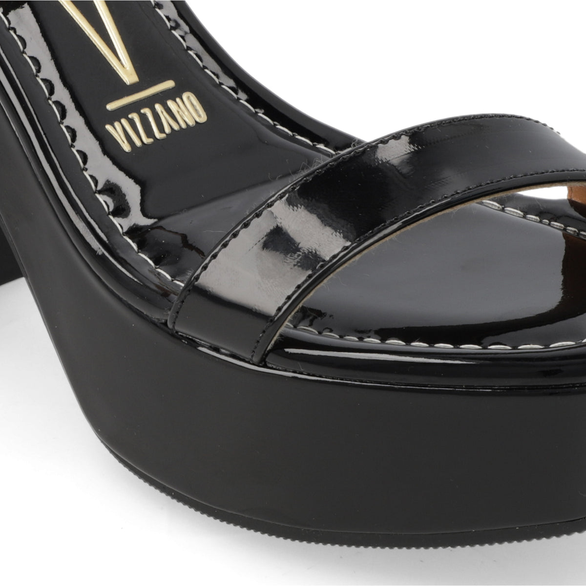 Sandalia Taco Ancho Alto Negro Vizzano Ecocuero 34 / Negro