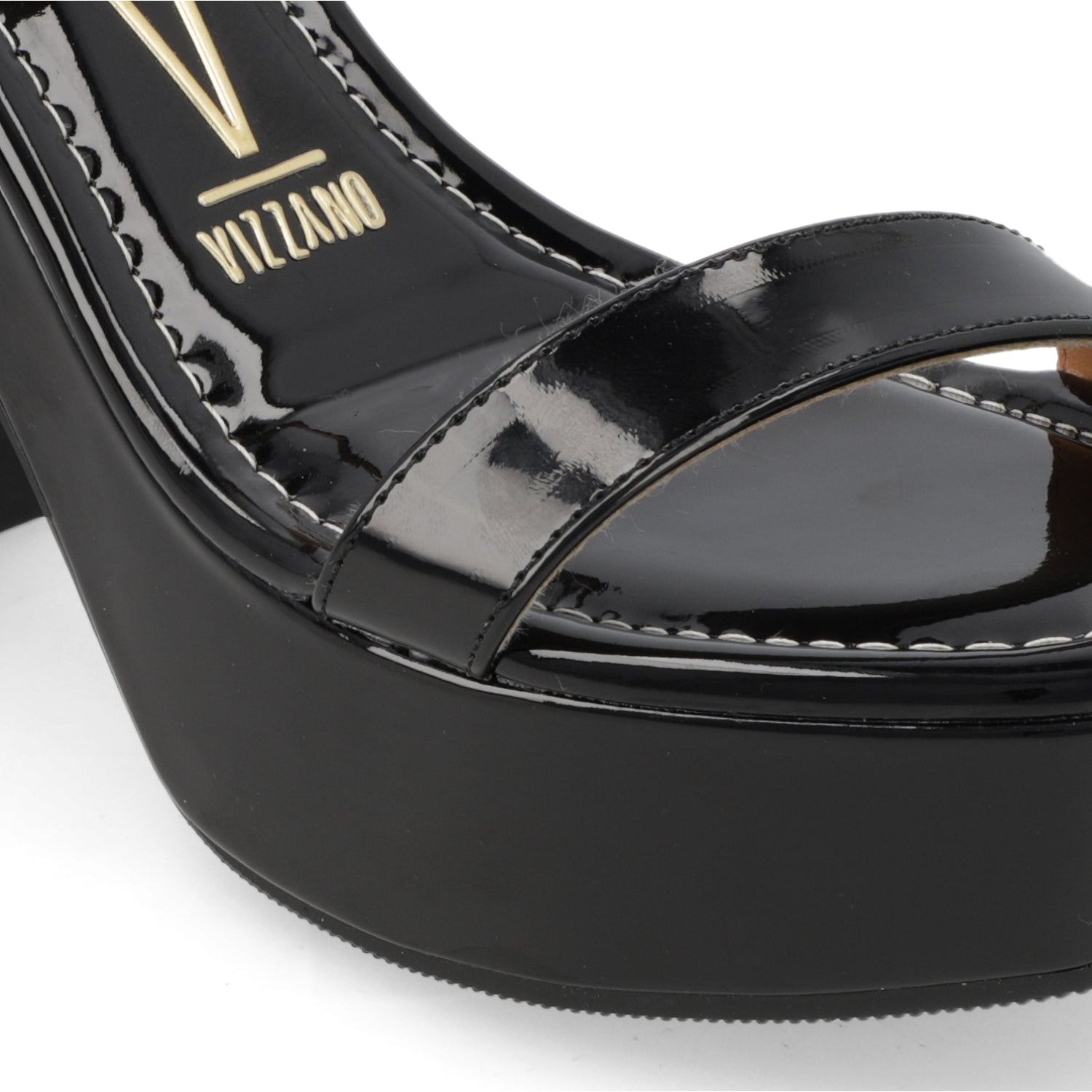 Sandalia Taco Ancho Alto Negro Vizzano Ecocuero 34 / Negro