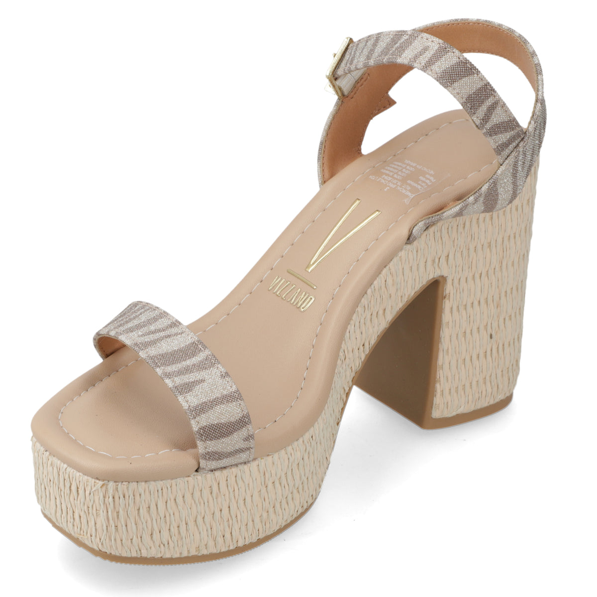 Sandalia Taco Ancho Alto Nude Vizzano