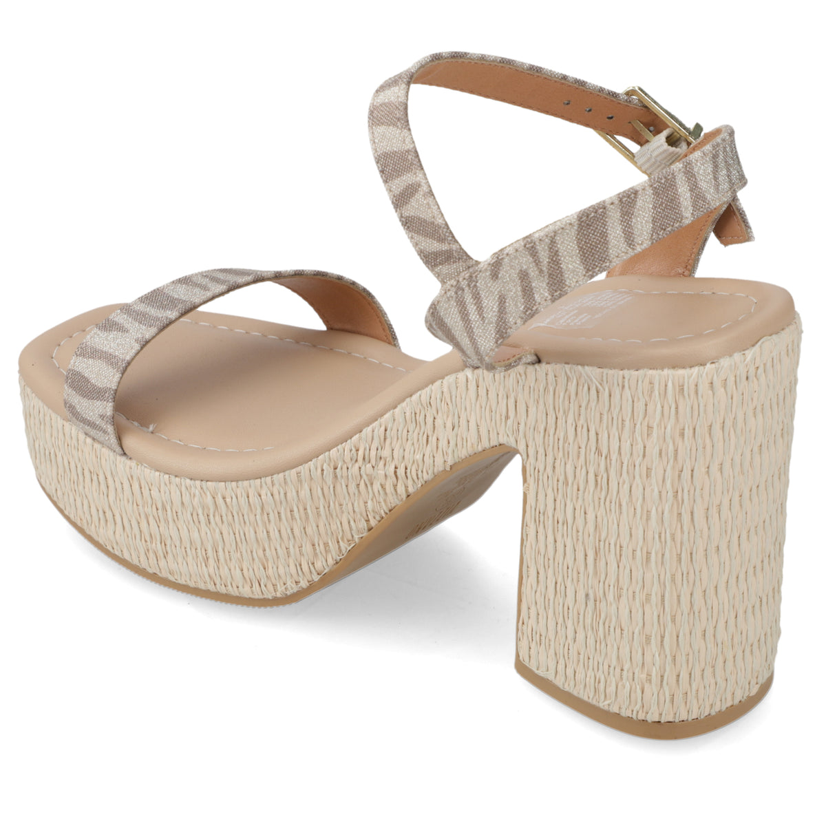 Sandalia Taco Ancho Alto Nude Vizzano