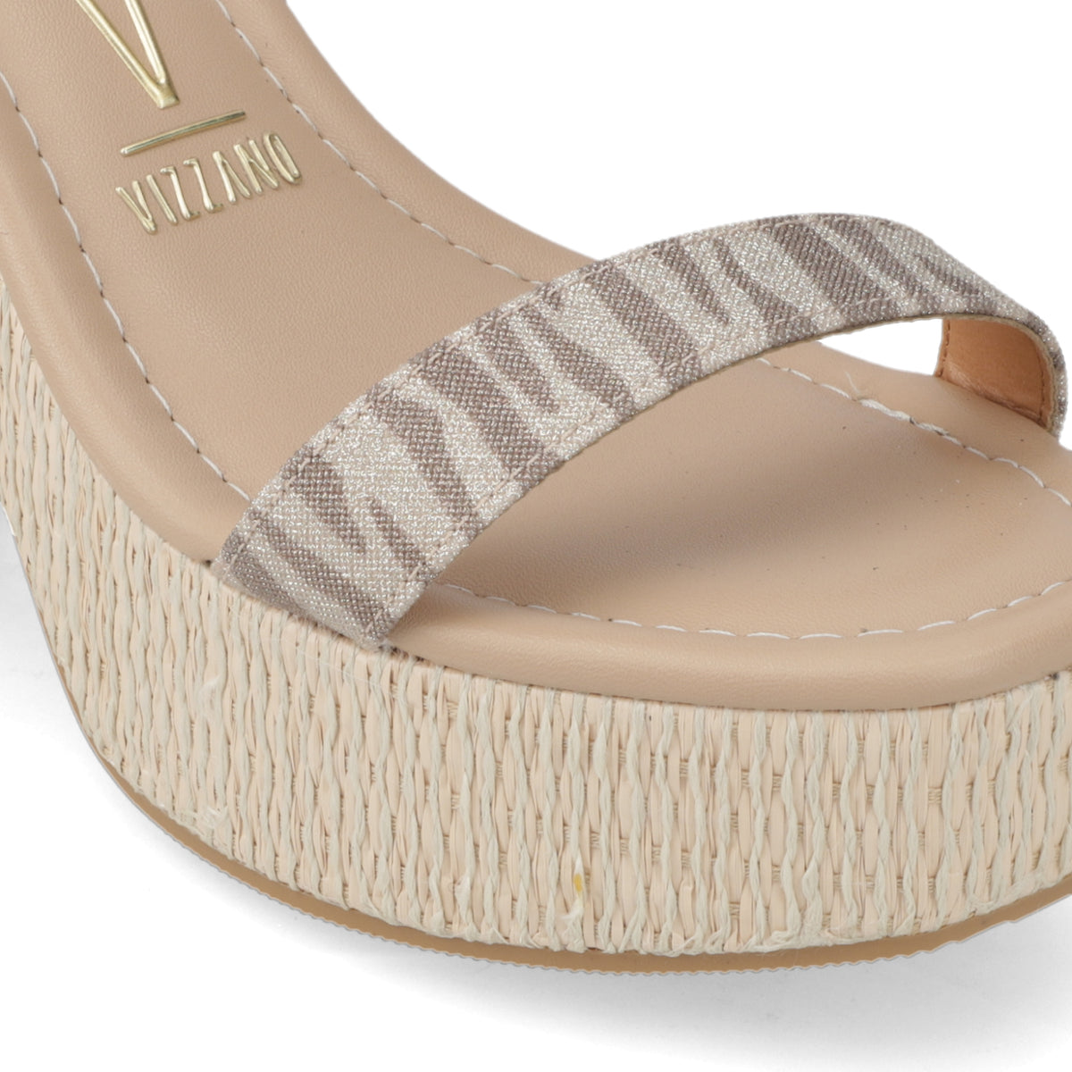 Sandalia Taco Ancho Alto Nude Vizzano