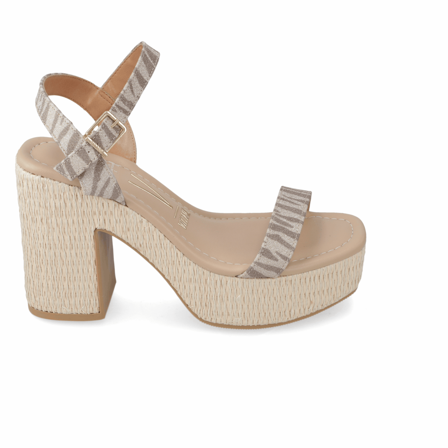 Sandalia Taco Ancho Alto Nude Vizzano