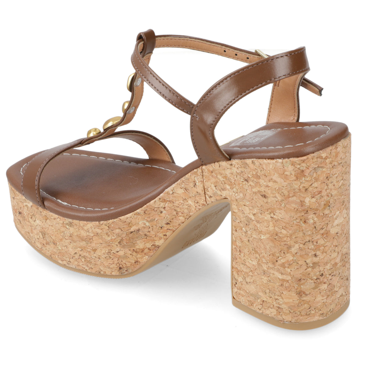 Sandalia Taco Ancho Alto Capuchino Vizzano