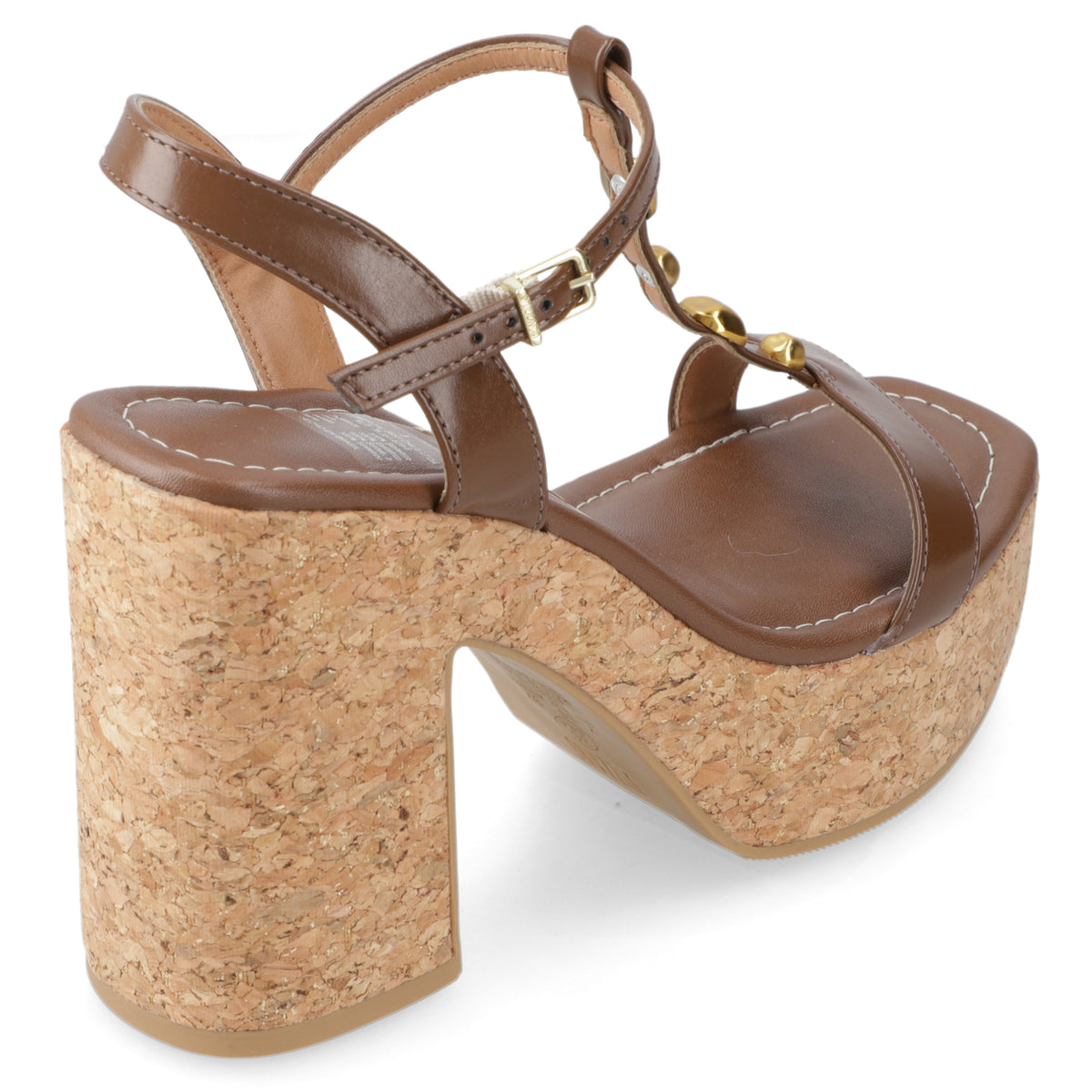 Sandalia Taco Ancho Alto Capuchino Vizzano