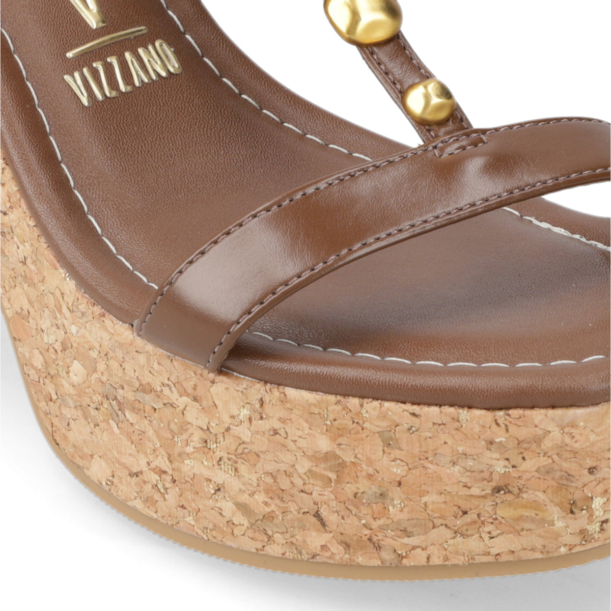 Sandalia Taco Ancho Alto Capuchino Vizzano