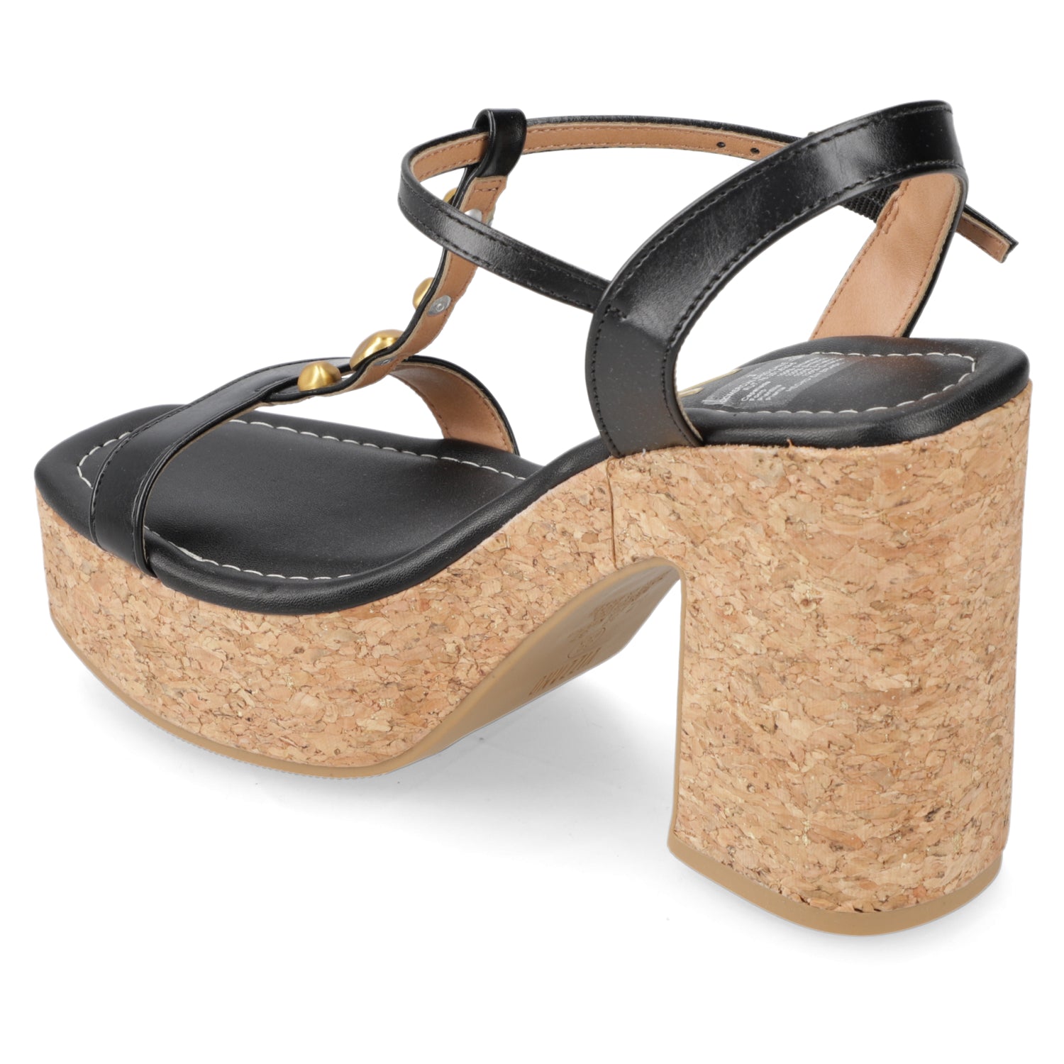 Sandalia Taco Ancho Alto Negro Vizzano