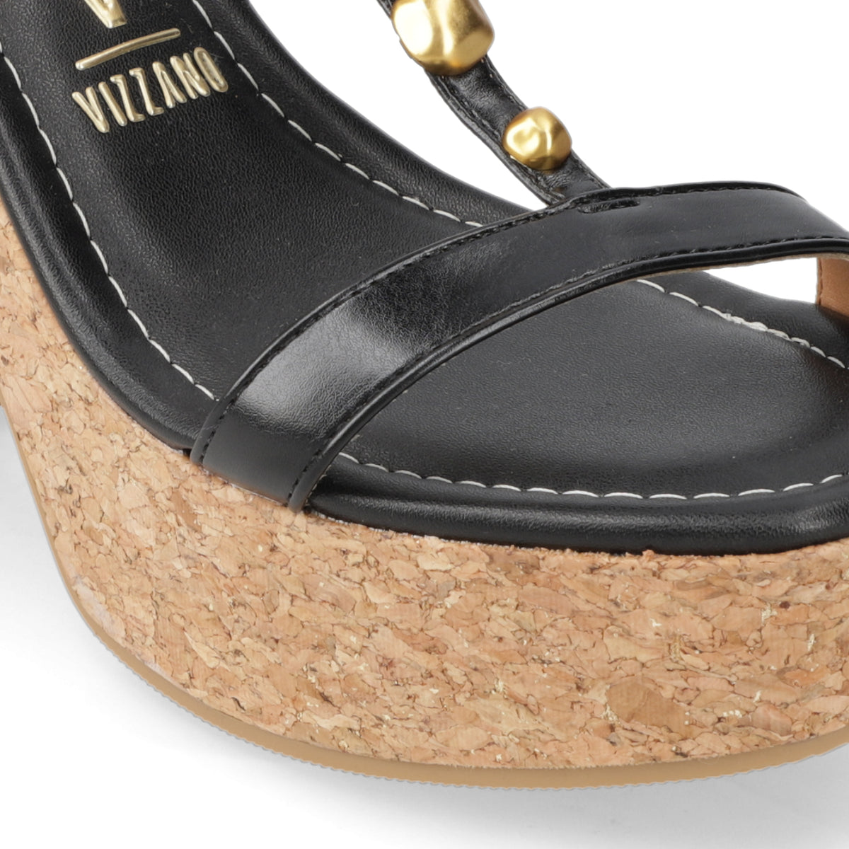 Sandalia Taco Ancho Alto Negro Vizzano