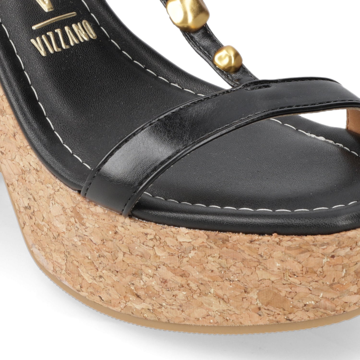 Sandalia Taco Ancho Alto Negro Vizzano