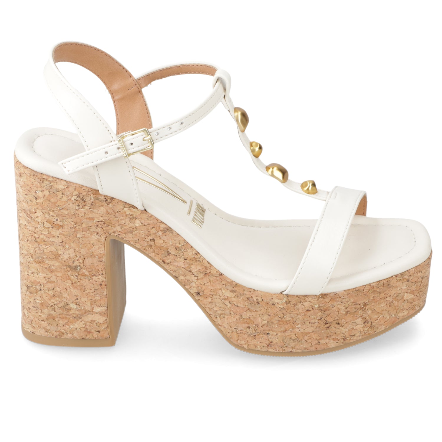 Sandalia Taco Ancho Alto Blanco OFF Vizzano