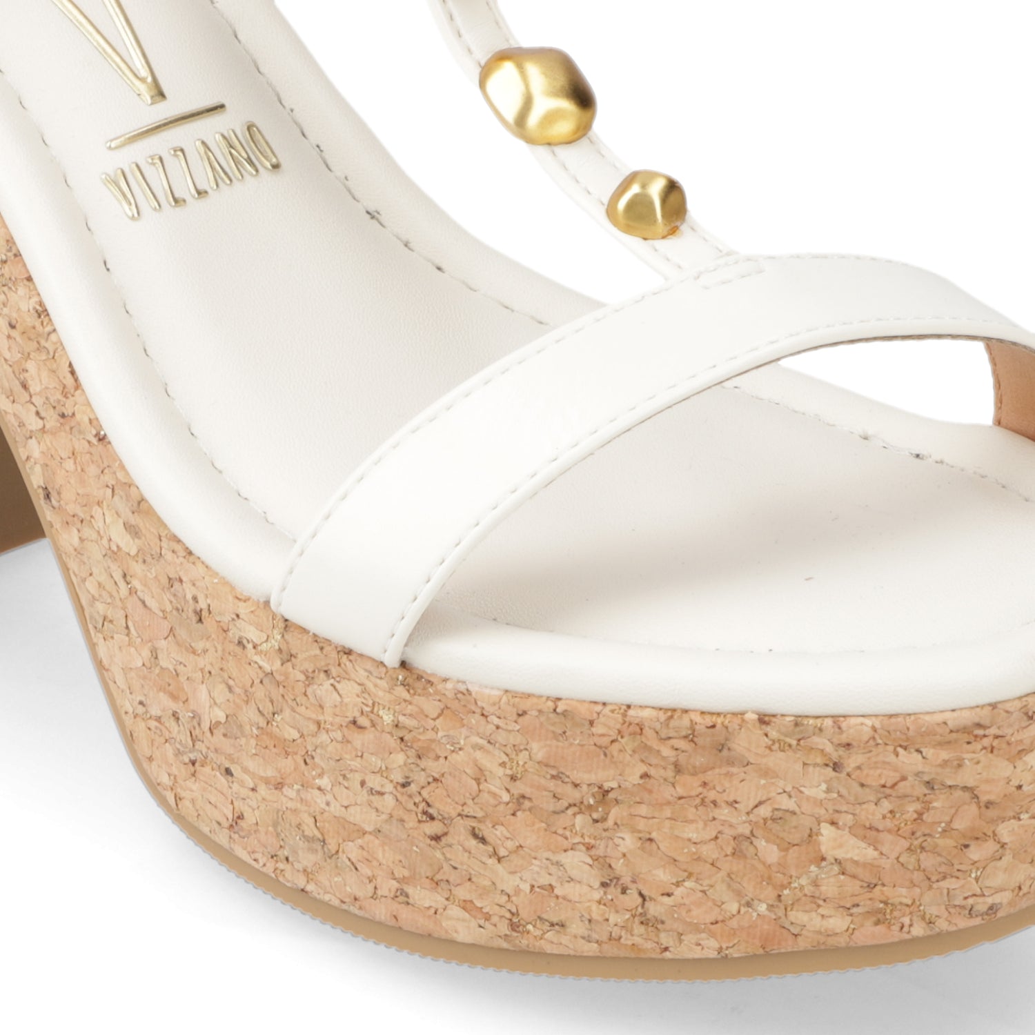 Sandalia Taco Ancho Alto Blanco OFF Vizzano