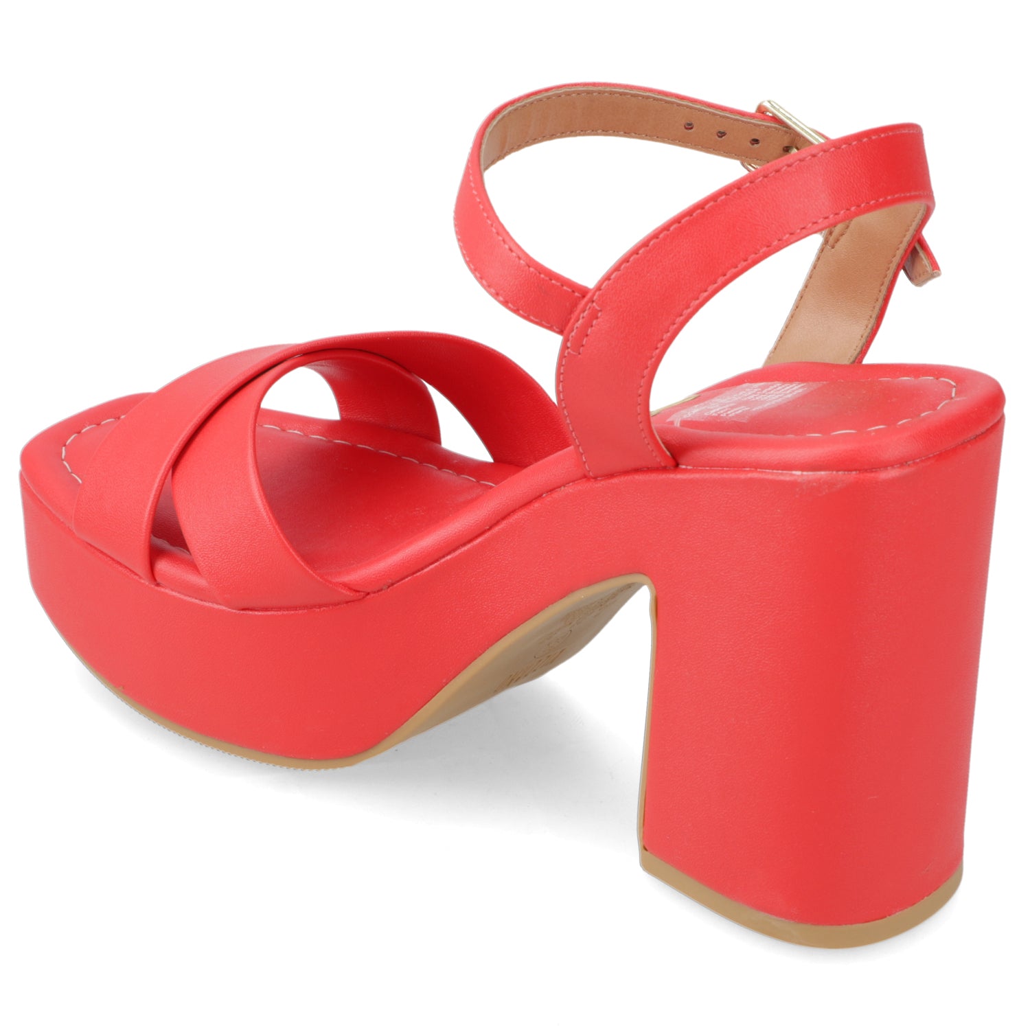 Sandalia Taco Ancho Alto Rojo Vizzano Ecocuero 34 / Rojo