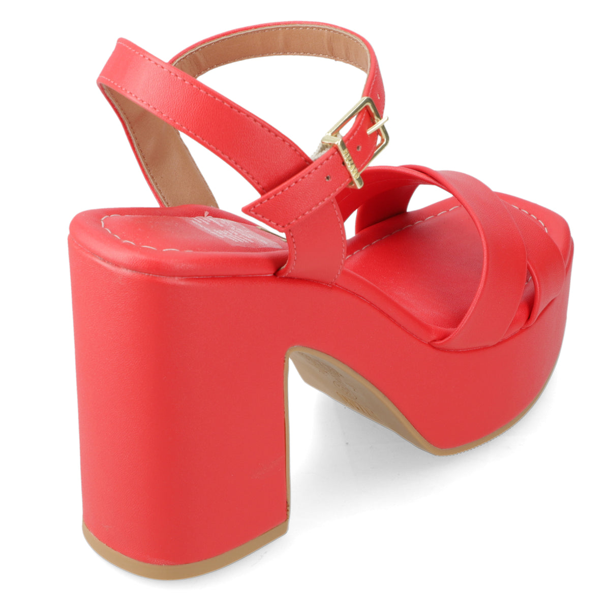 Sandalia Taco Ancho Alto Rojo Vizzano Ecocuero 34 / Rojo