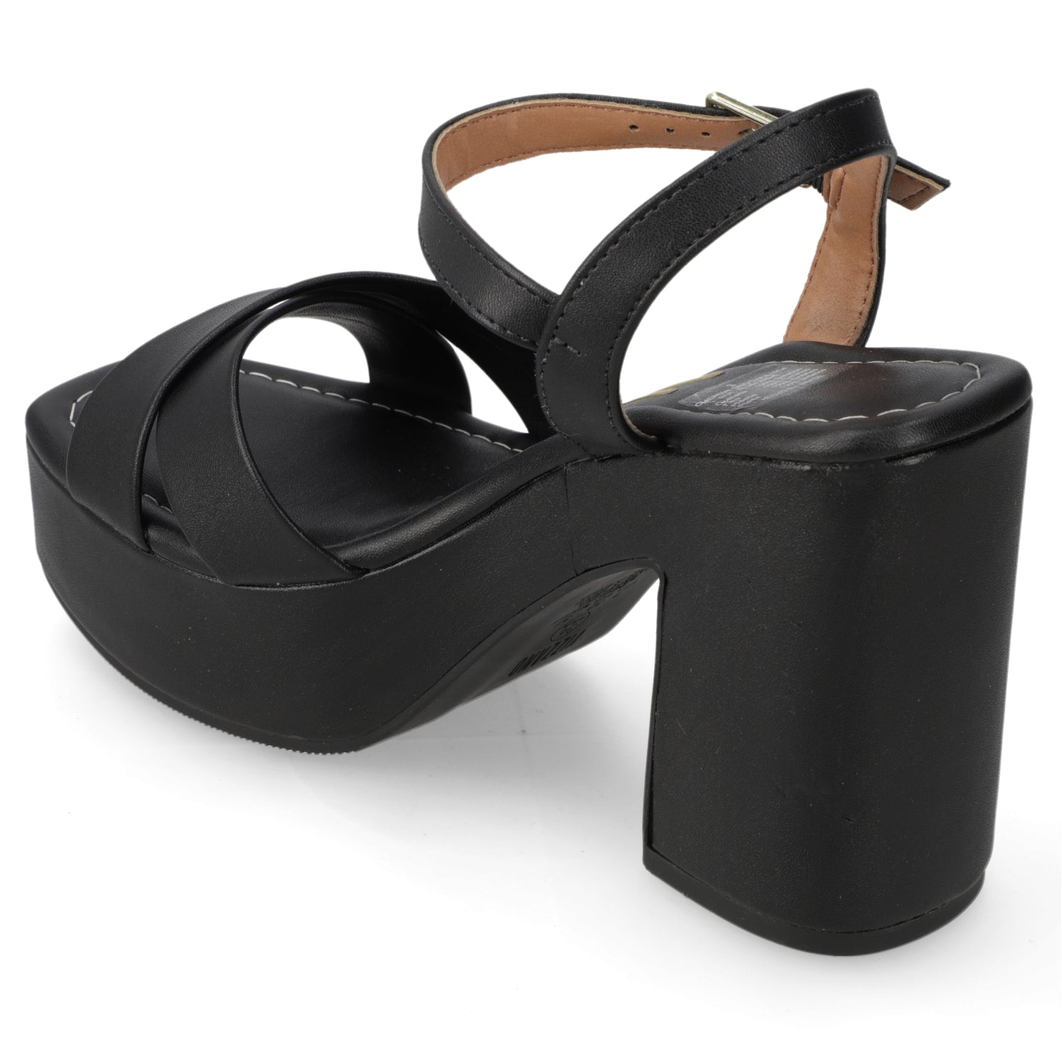 Sandalia Taco Ancho Alto Negro Vizzano Ecocuero 34 / Negro