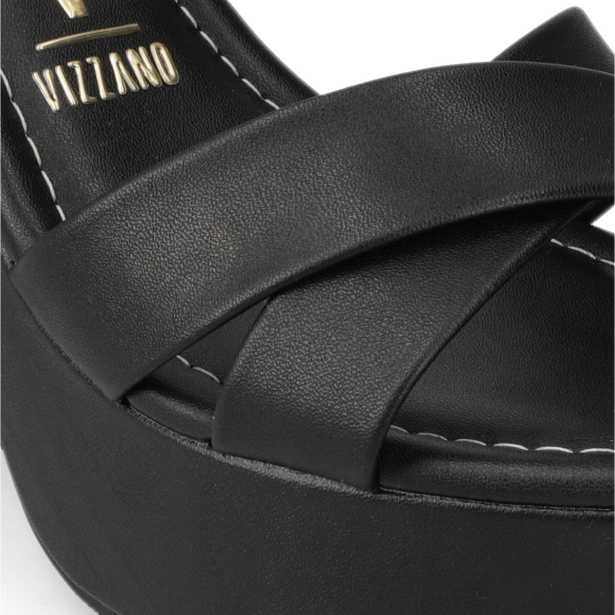 Sandalia Taco Ancho Alto Negro Vizzano Ecocuero 34 / Negro