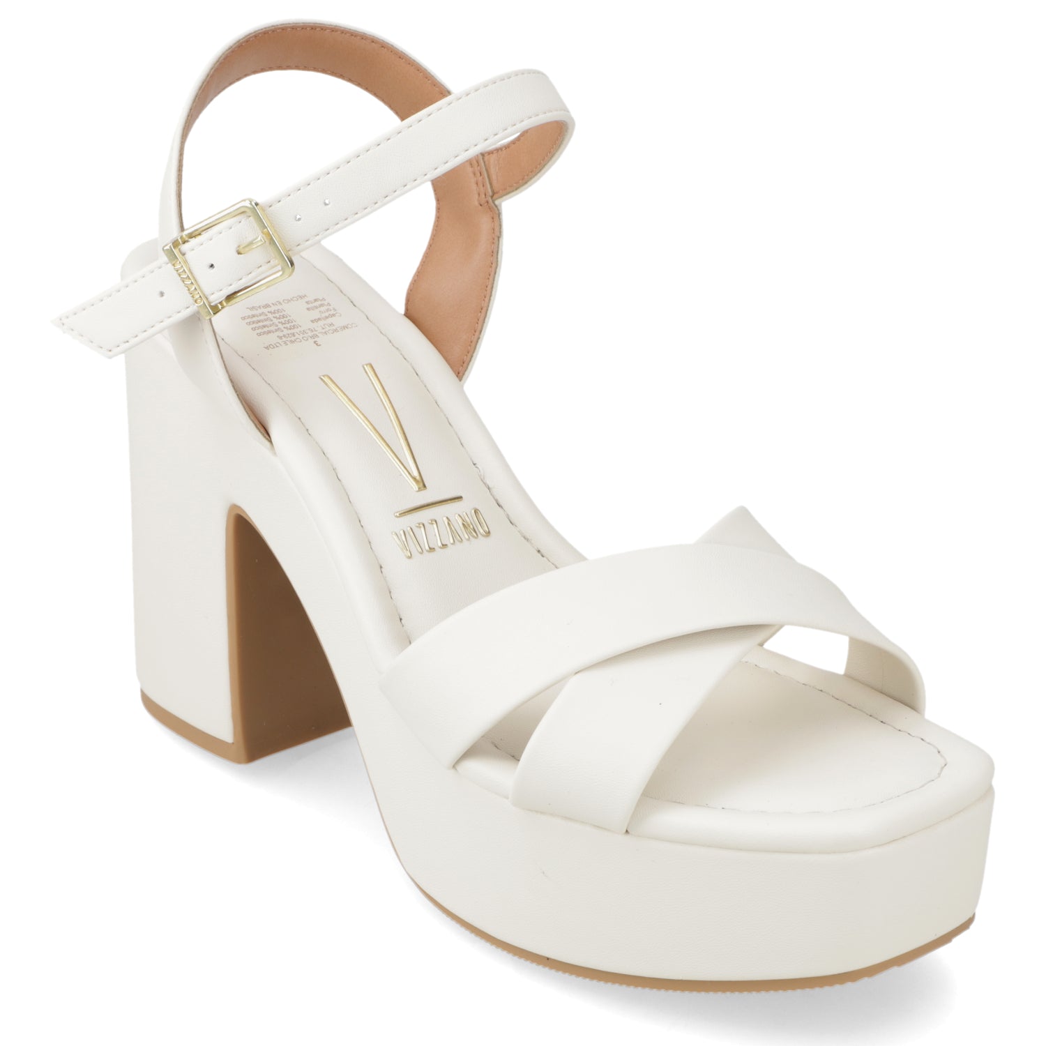 Sandalia Taco Ancho Alto Blanco OFF Vizzano Ecocuero 34 / Blanco OFF
