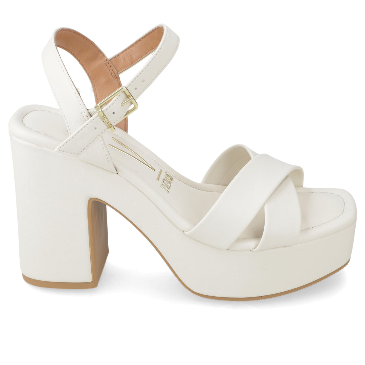 Sandalia Taco Ancho Alto Blanco OFF Vizzano Ecocuero 34 / Blanco OFF