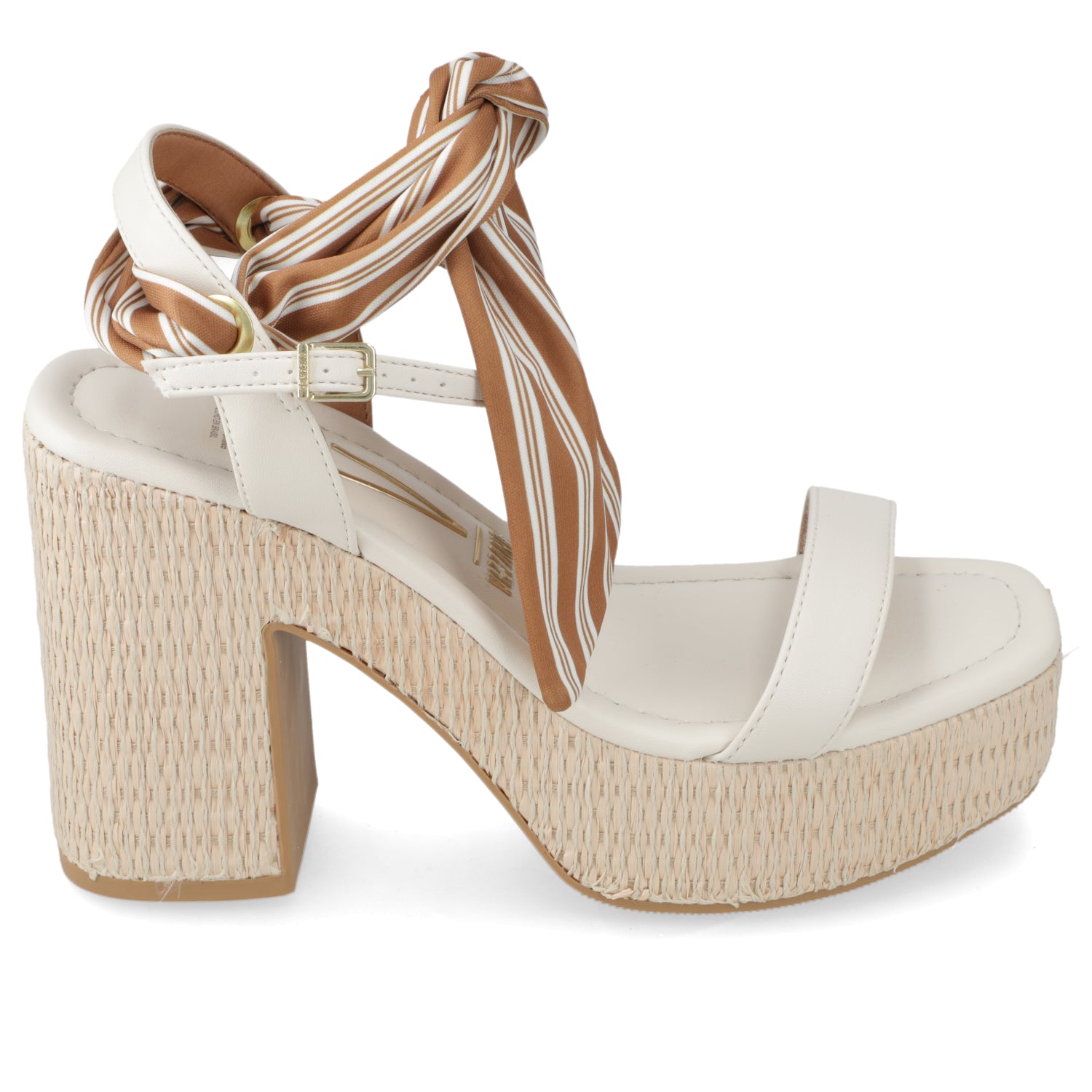 Sandalia Taco Ancho Alto Blanco OFF Vizzano