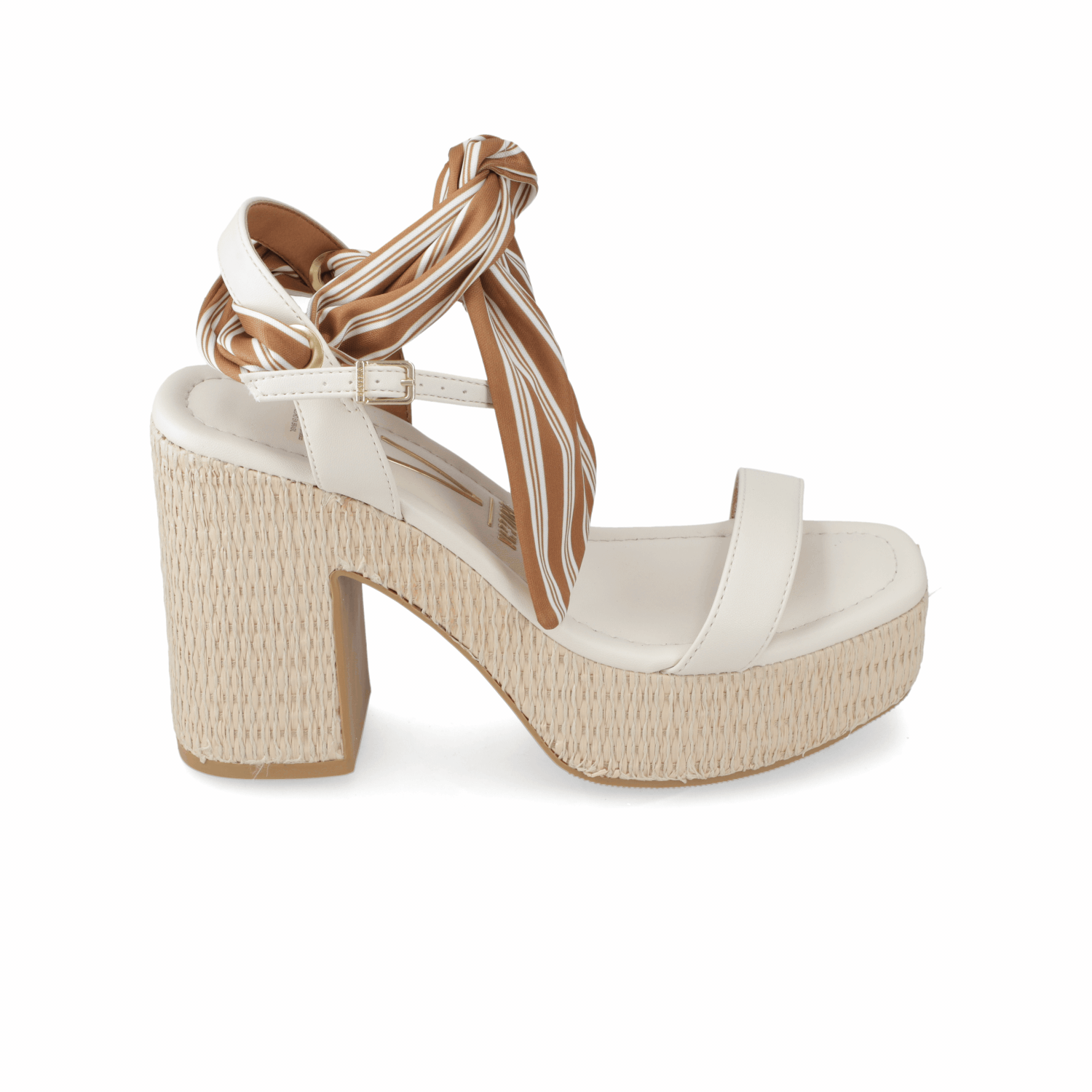 Sandalia Taco Ancho Alto Blanco OFF Vizzano