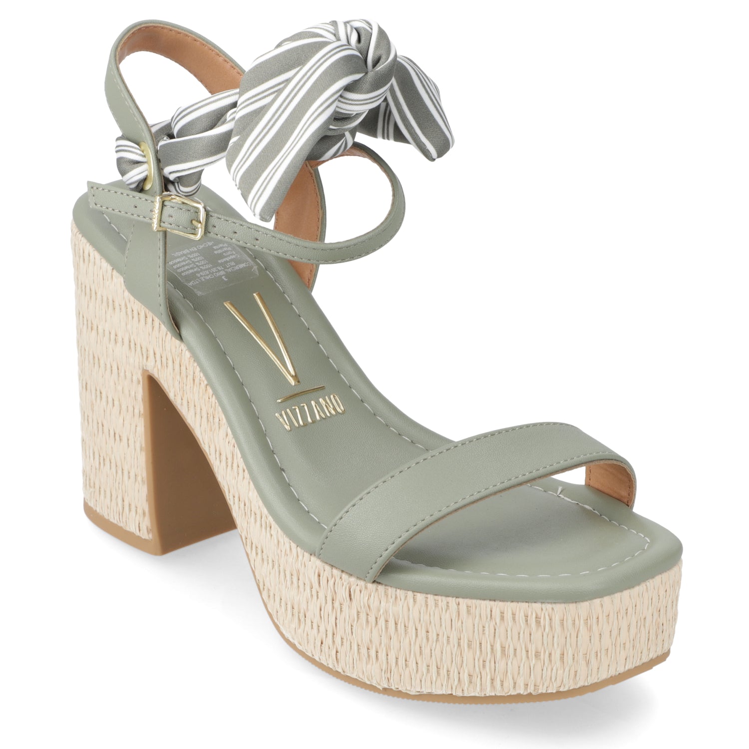 Sandalia Taco Ancho Alto Verde Vizzano
