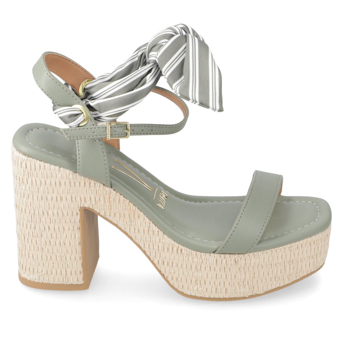 Sandalia Taco Ancho Alto Verde Vizzano