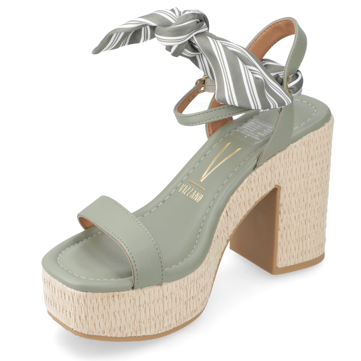 Sandalia Taco Ancho Alto Verde Vizzano