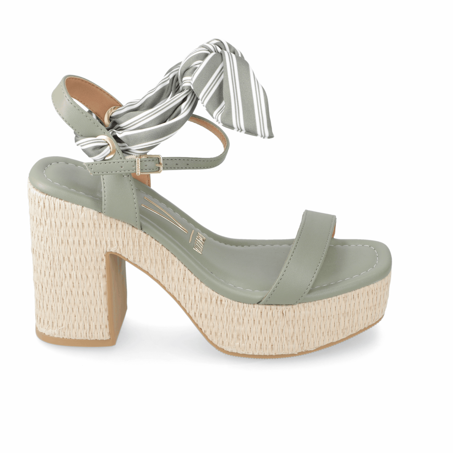 Sandalia Taco Ancho Alto Verde Vizzano