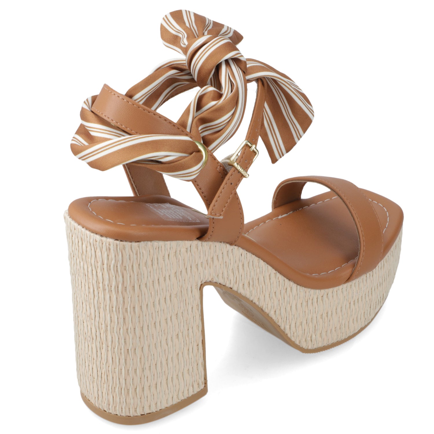 Sandalia Taco Ancho Alto Camel Vizzano