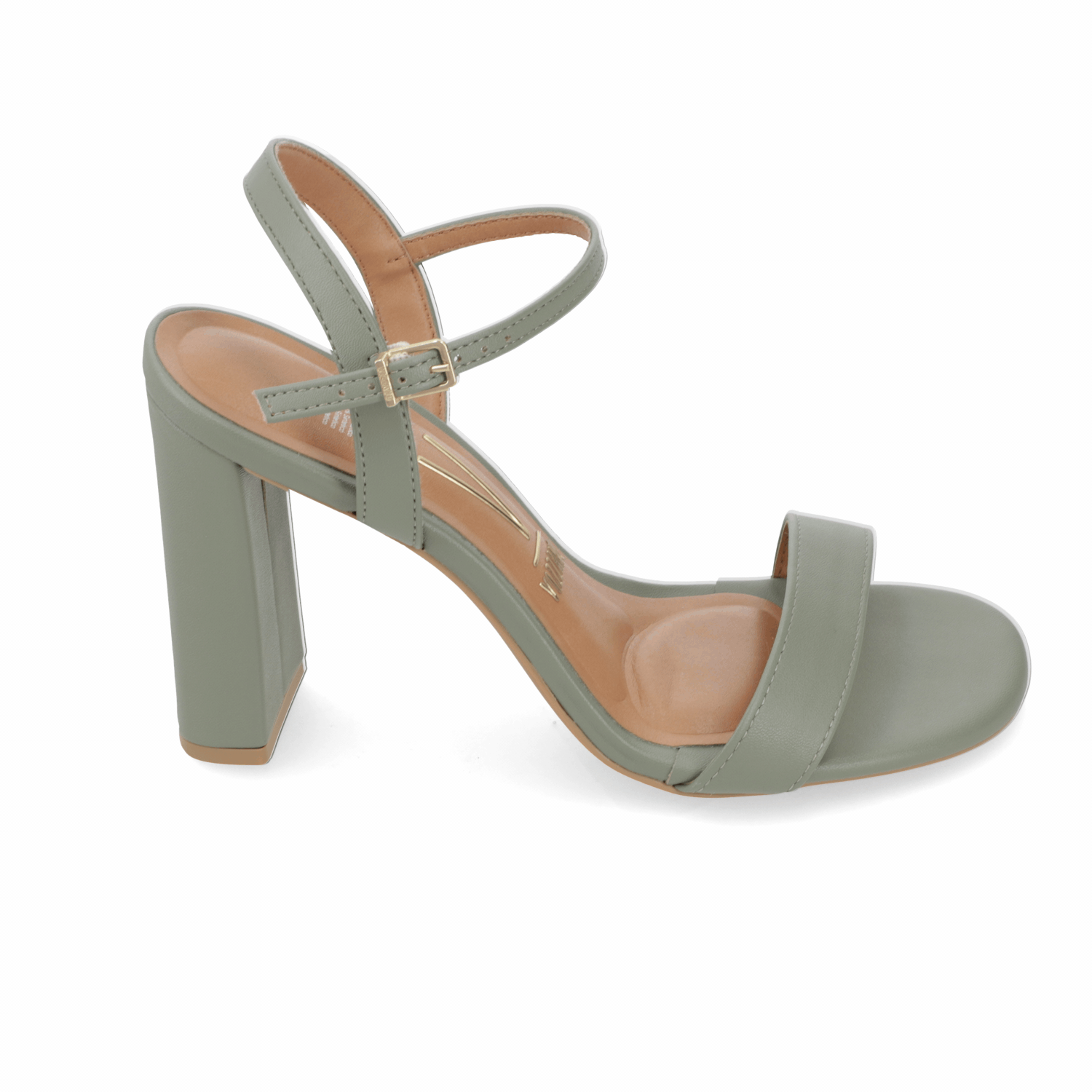 Sandalia Taco Ancho Alto Verde Vizzano Ecocuero 34 / Verde