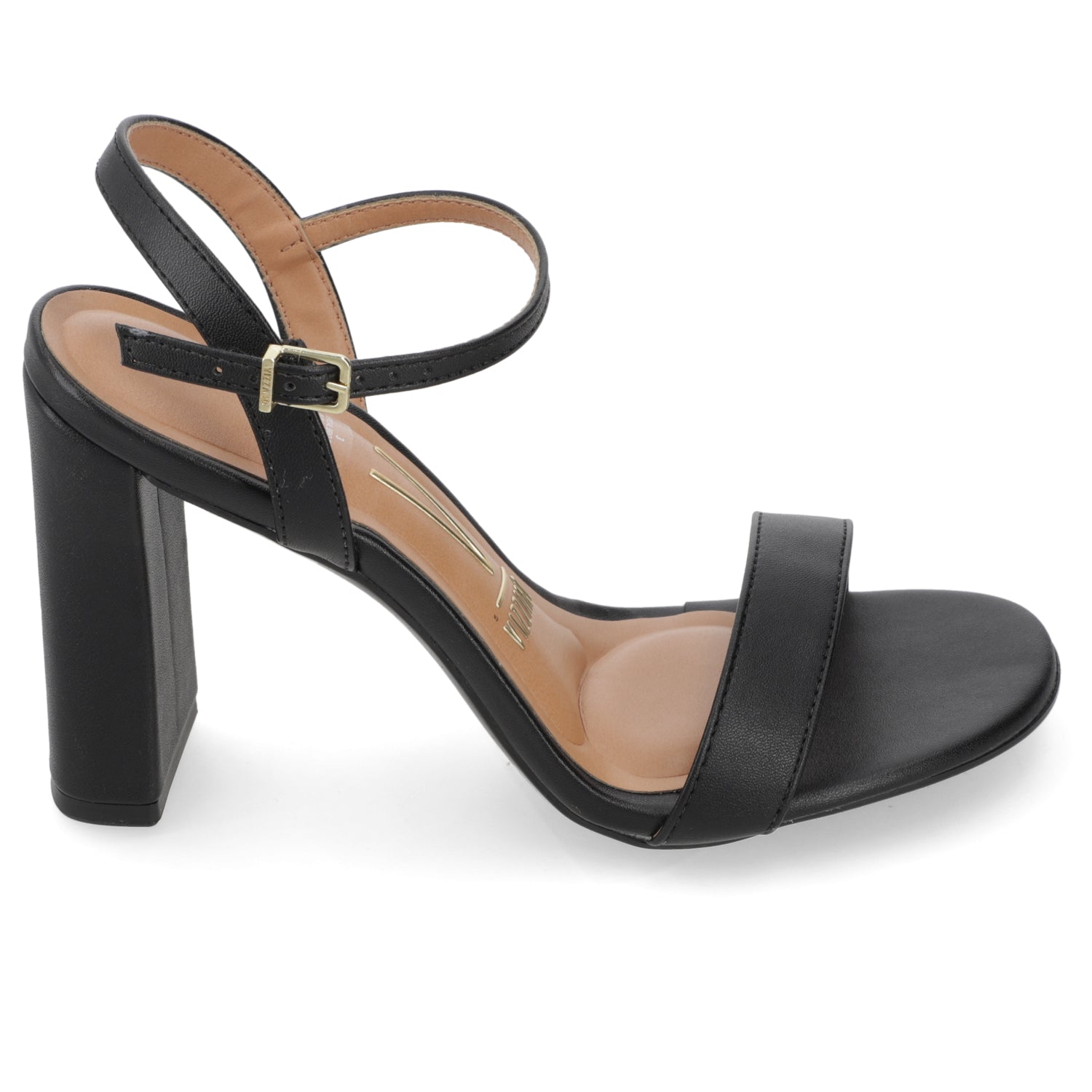 Sandalia Taco Ancho Alto Negro Vizzano Ecocuero 34 / Negro