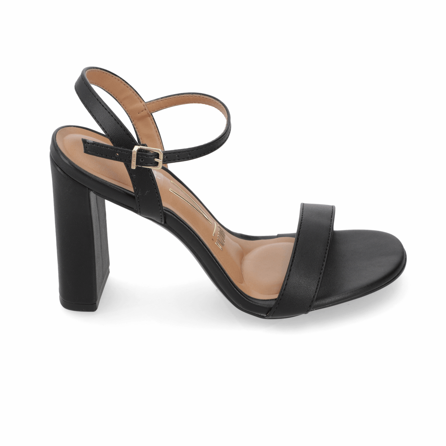 Sandalia Taco Ancho Alto Negro Vizzano Ecocuero 34 / Negro