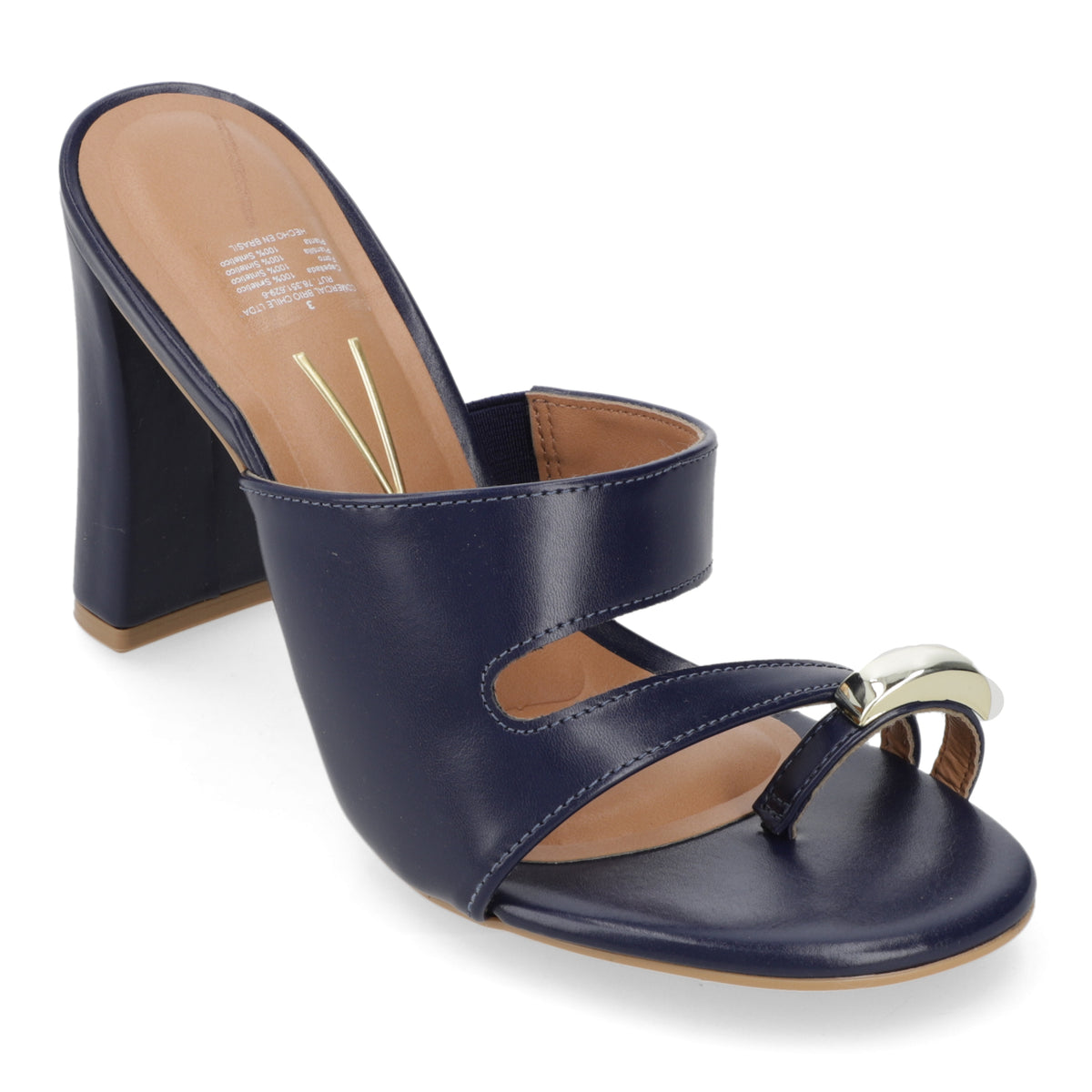 Sandalia Taco Ancho Alto Azul Marino Vizzano Ecocuero 34 / Azul Marino