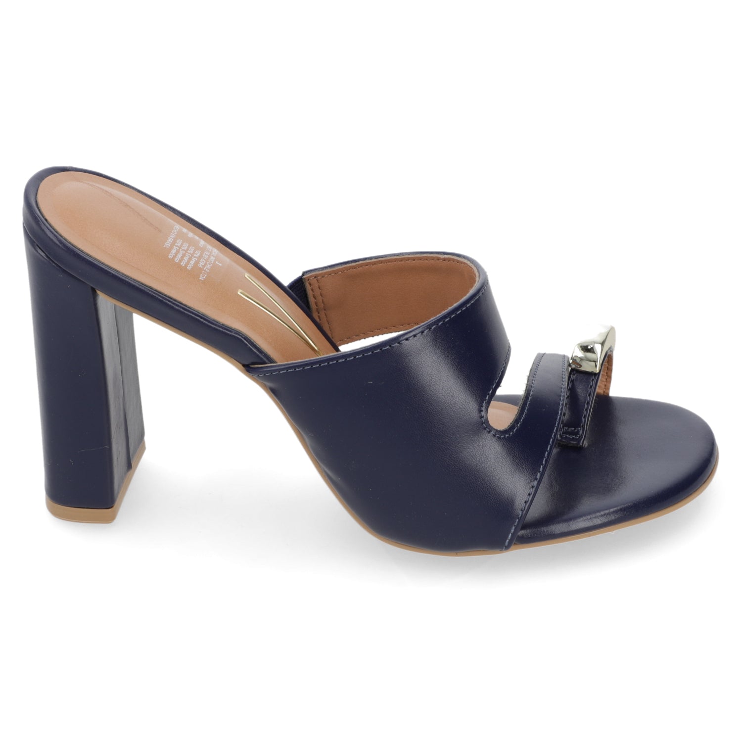 Sandalia Taco Ancho Alto Azul Marino Vizzano Ecocuero 34 / Azul Marino