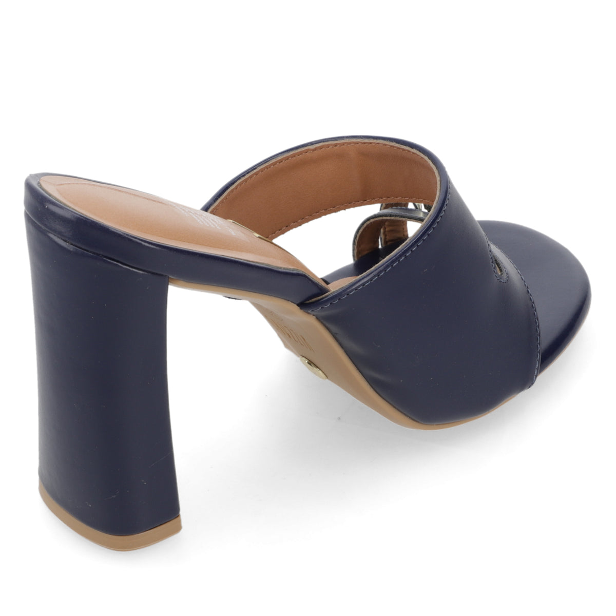 Sandalia Taco Ancho Alto Azul Marino Vizzano Ecocuero 34 / Azul Marino