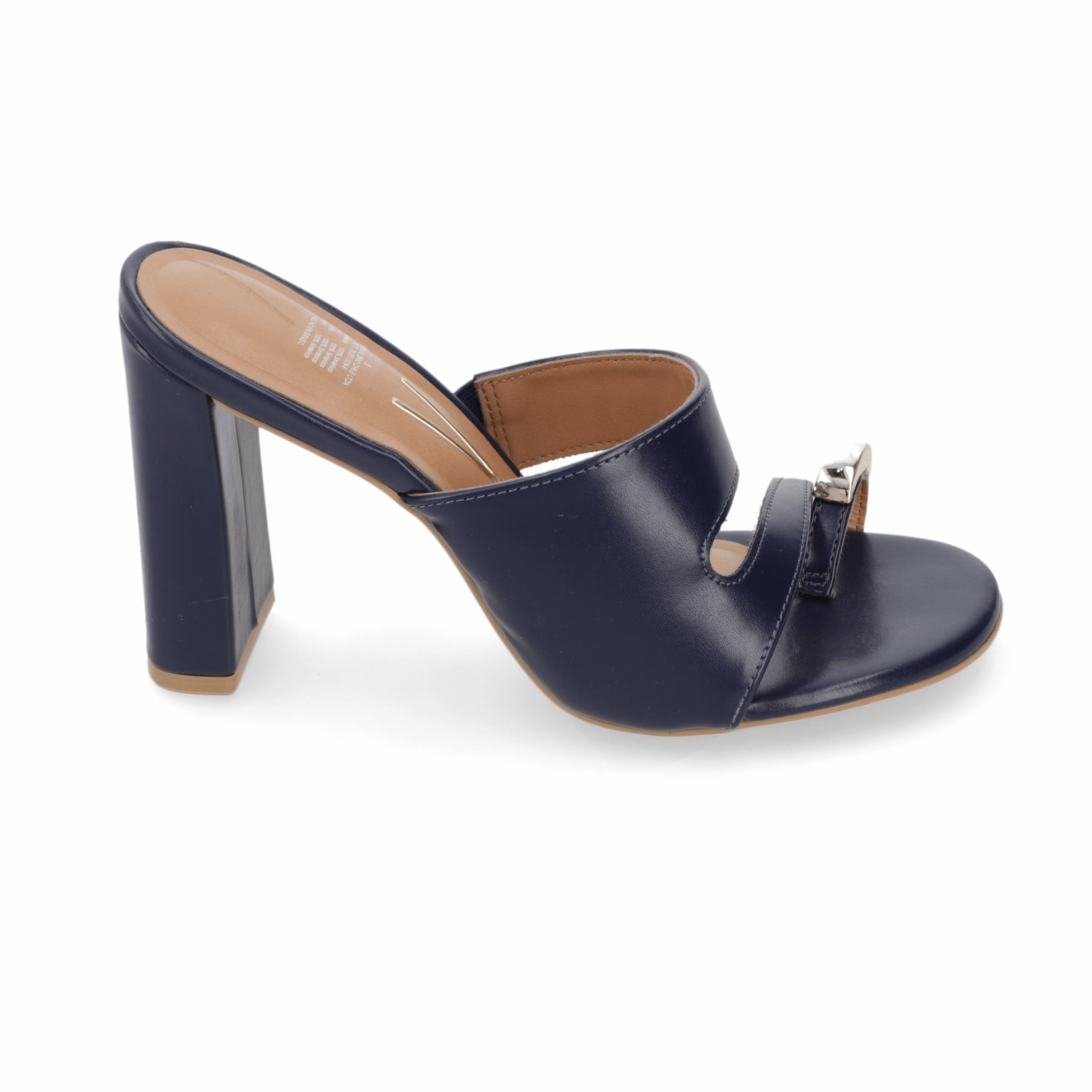 Sandalia Taco Ancho Alto Azul Marino Vizzano Ecocuero 34 / Azul Marino