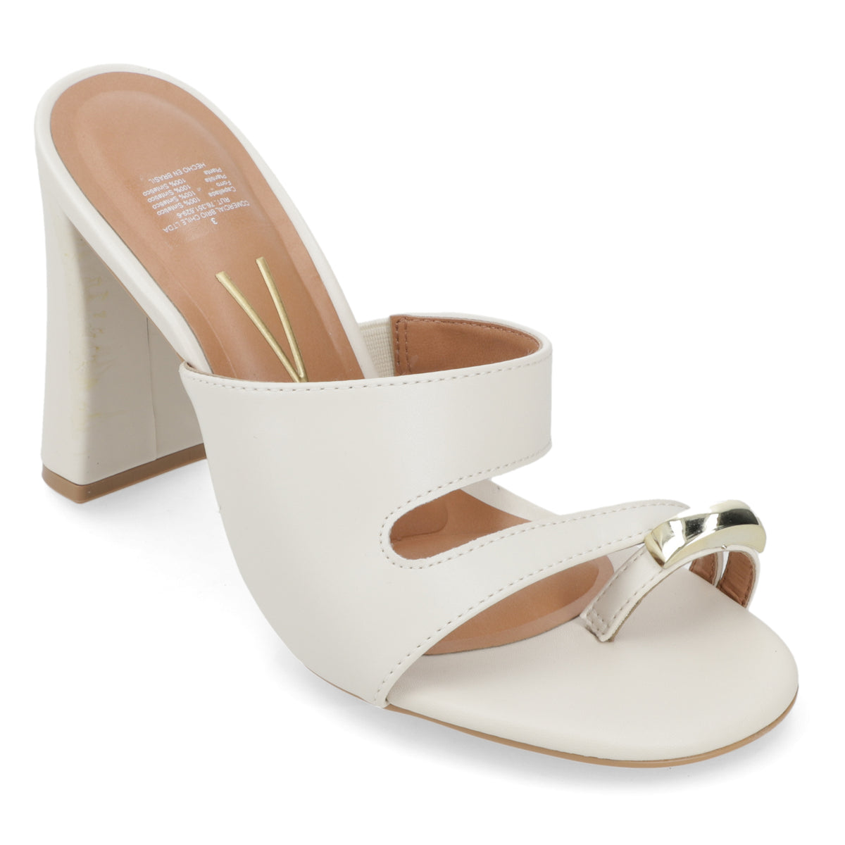 Sandalia Taco Ancho Alto Blanco OFF Vizzano Ecocuero 34 / Blanco OFF
