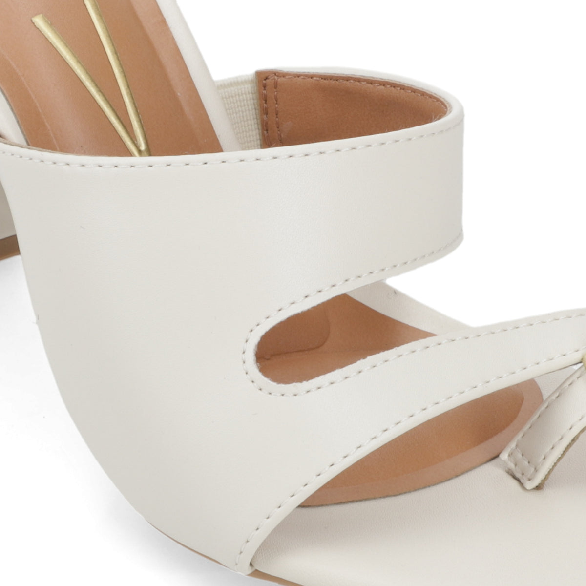 Sandalia Taco Ancho Alto Blanco OFF Vizzano Ecocuero 34 / Blanco OFF