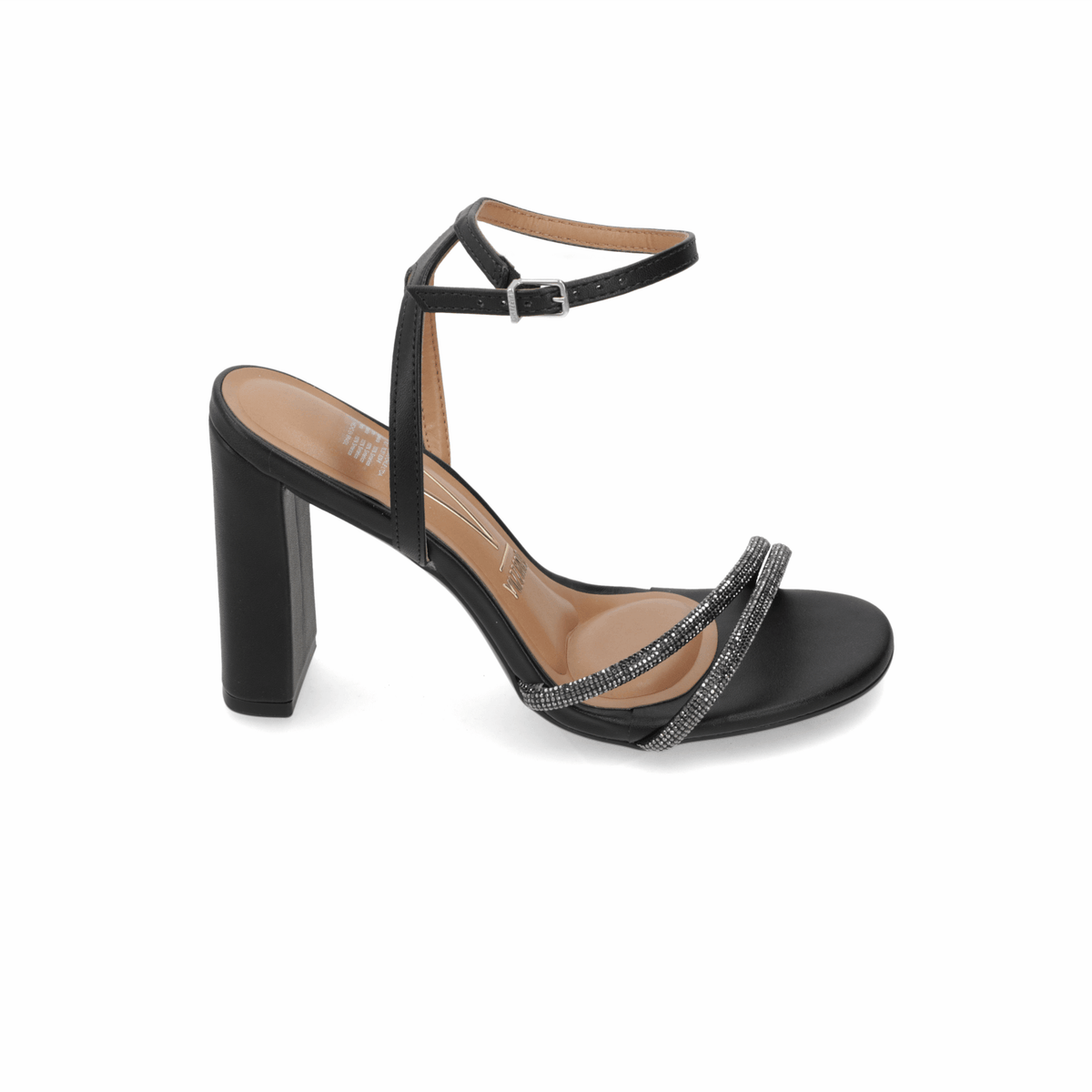 Sandalia Taco Ancho Alto Negro Vizzano Ecocuero 34 / Negro