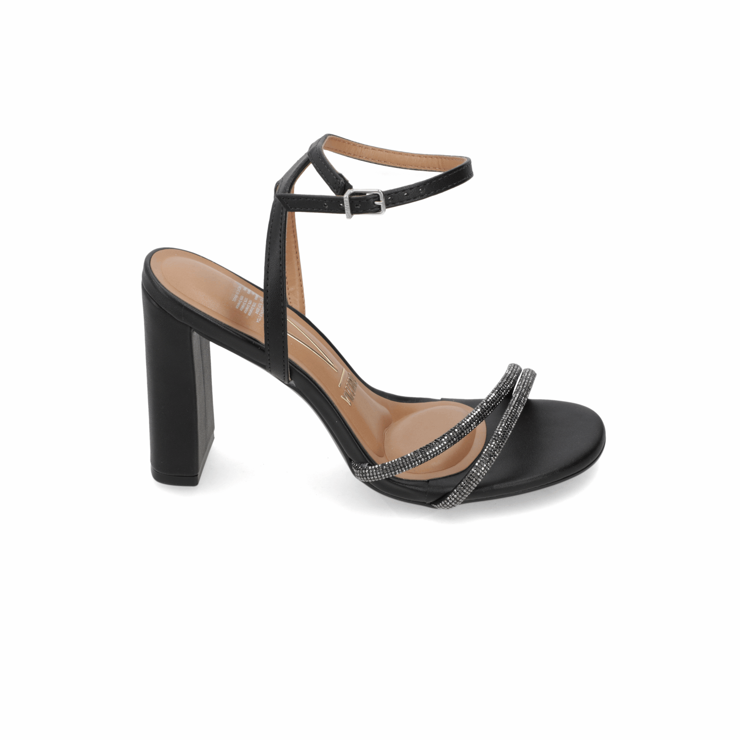 Sandalia Taco Ancho Alto Negro Vizzano Ecocuero 34 / Negro