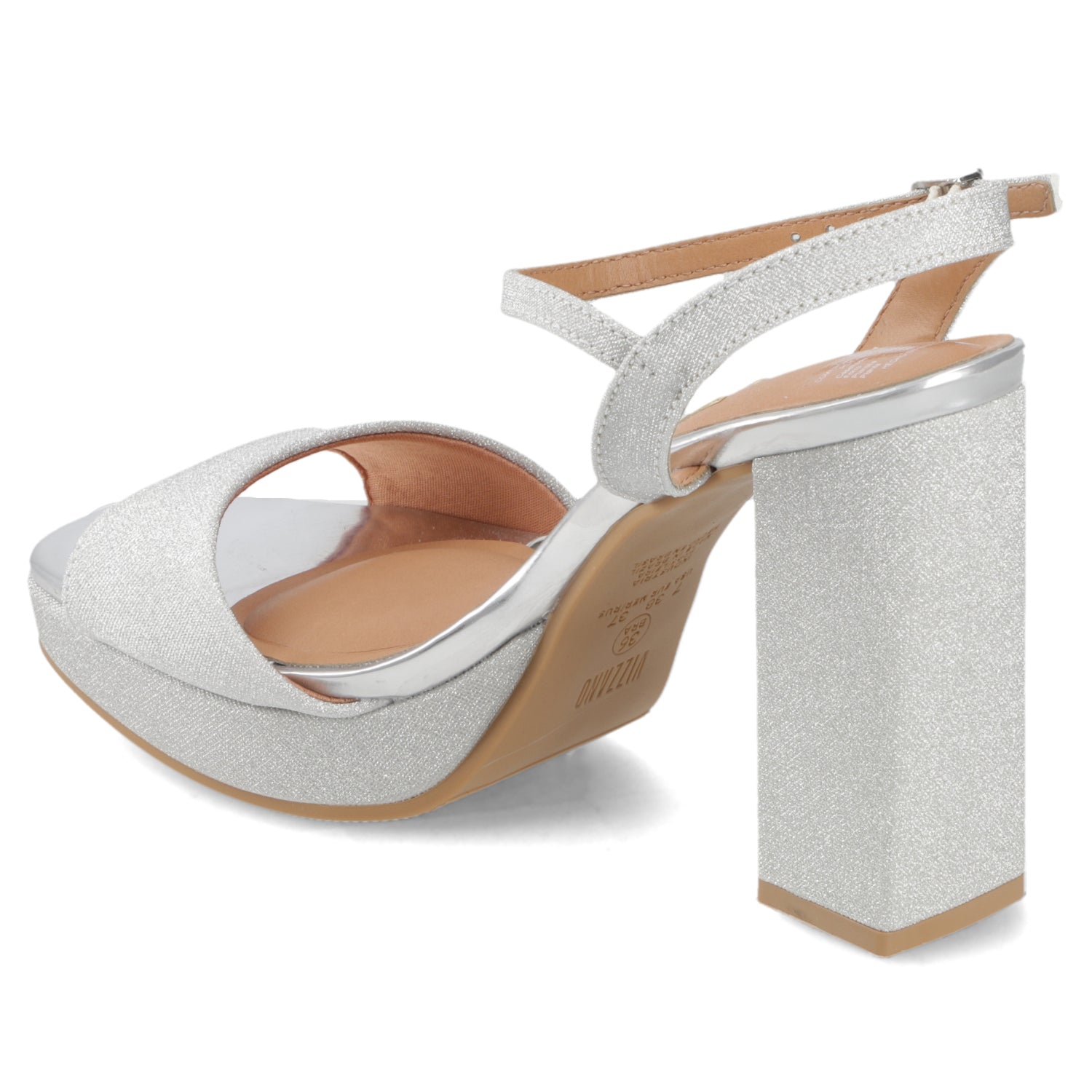 Sandalia Taco Plateado Vizzano