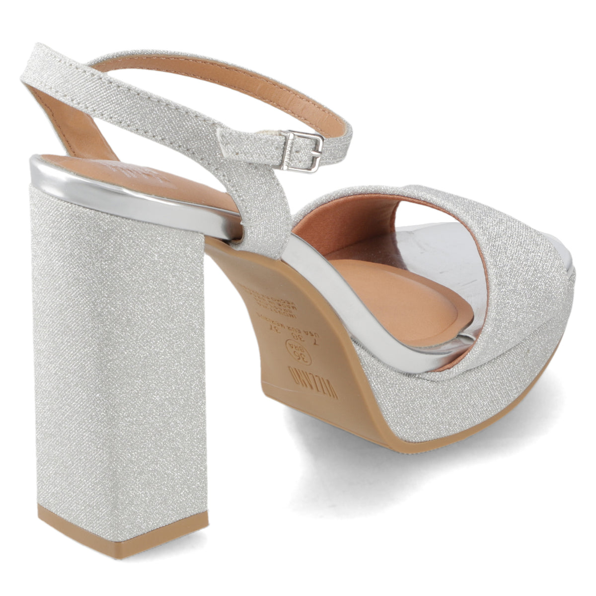 Sandalia Taco Plateado Vizzano