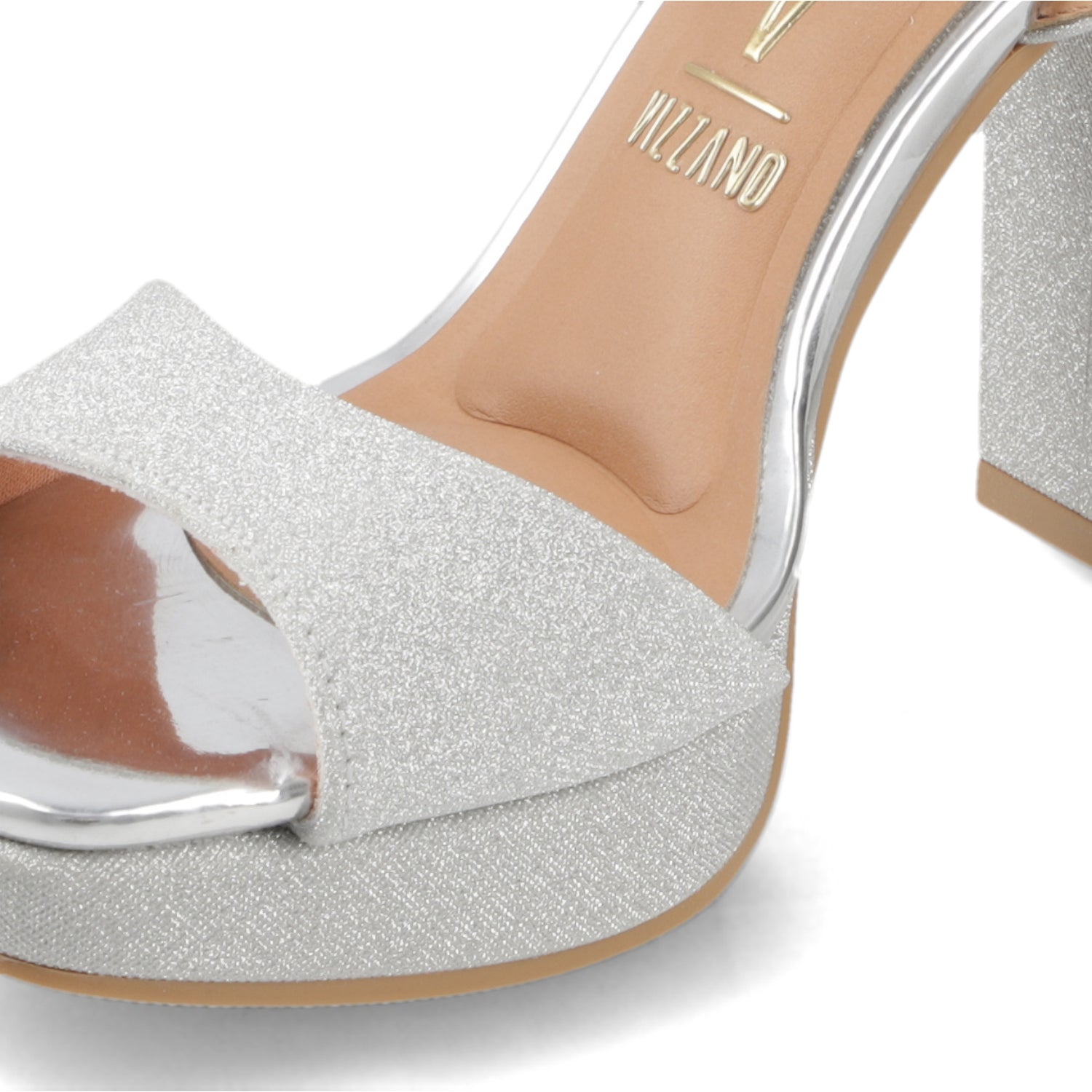 Sandalia Taco Plateado Vizzano
