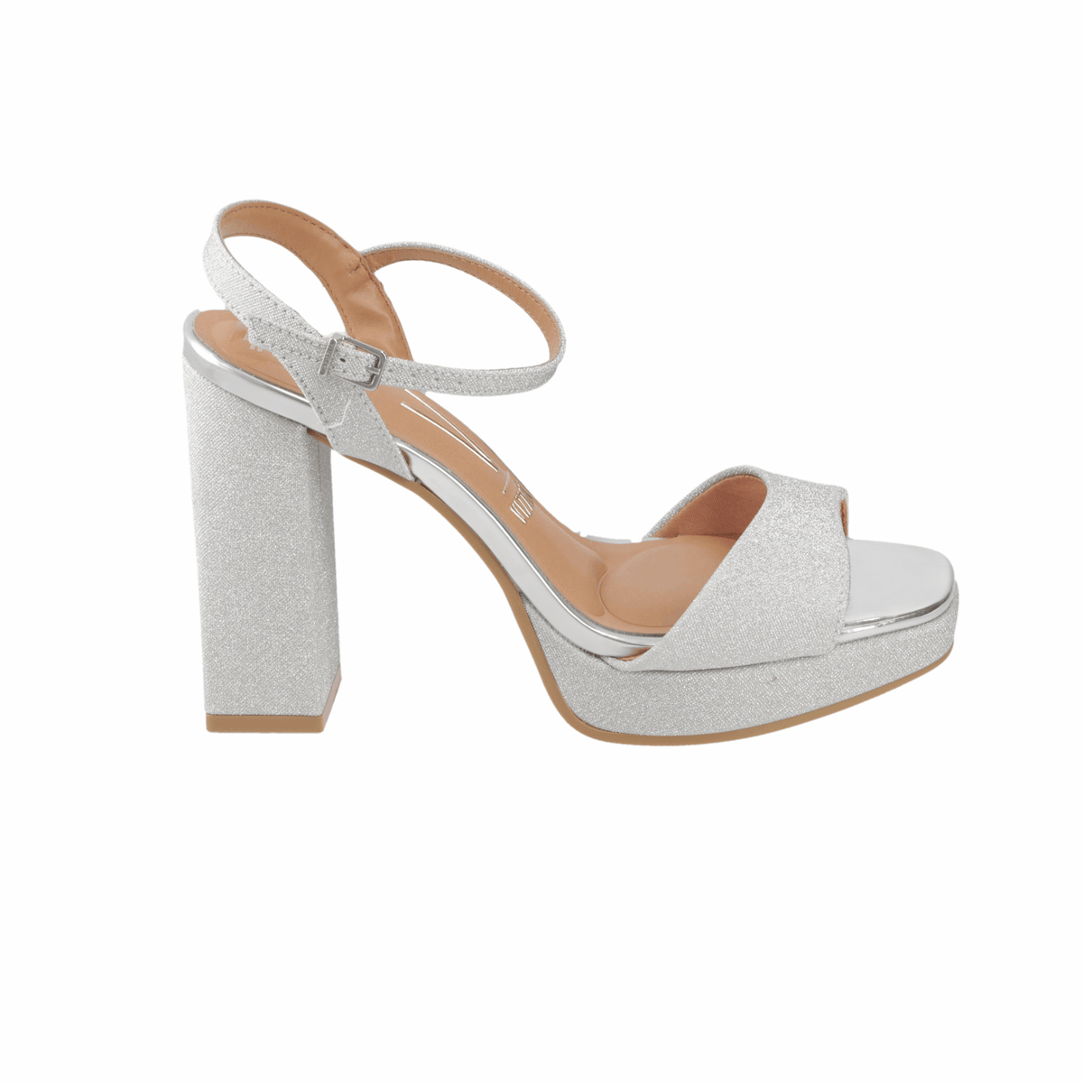 Sandalia Taco Plateado Vizzano