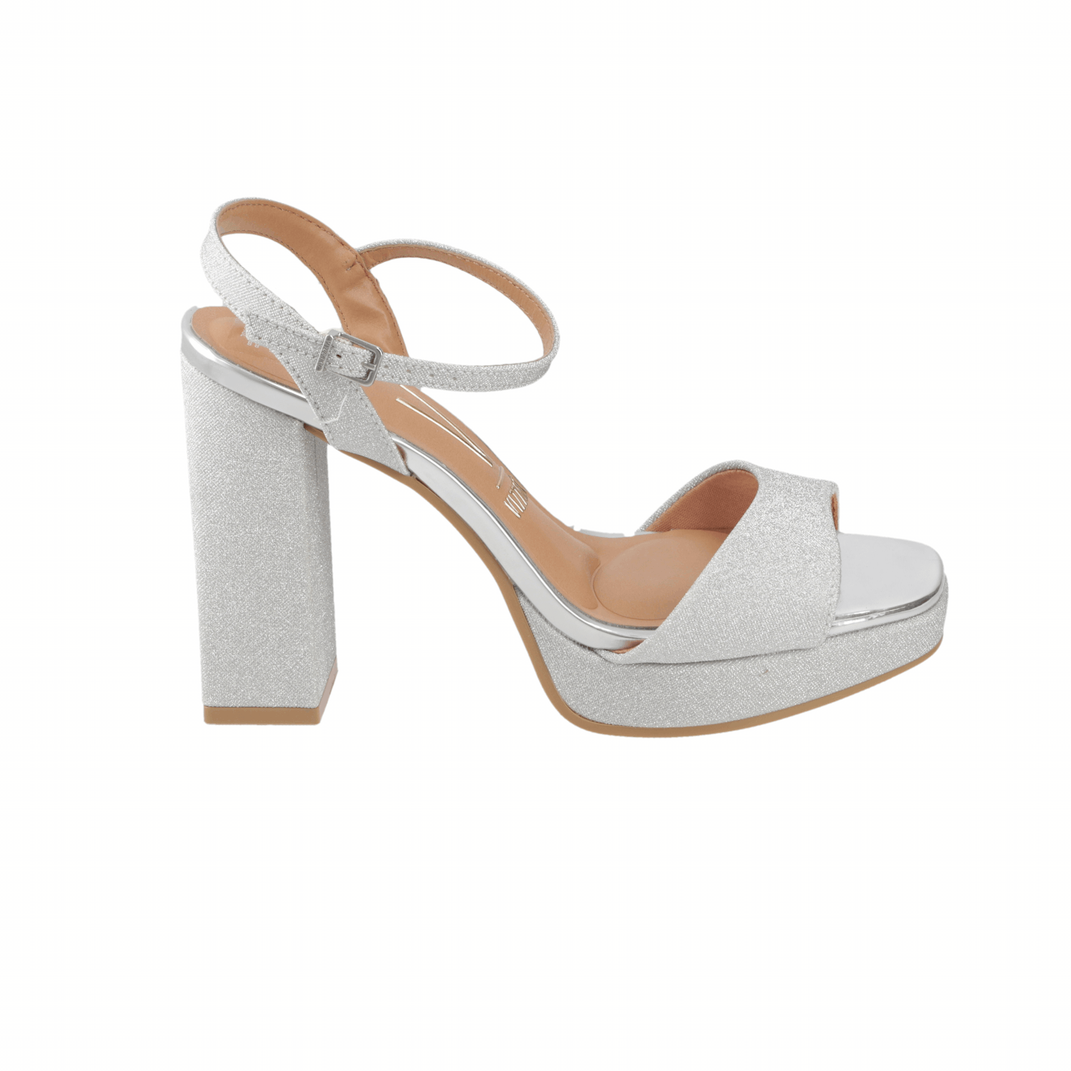 Sandalia Taco Plateado Vizzano