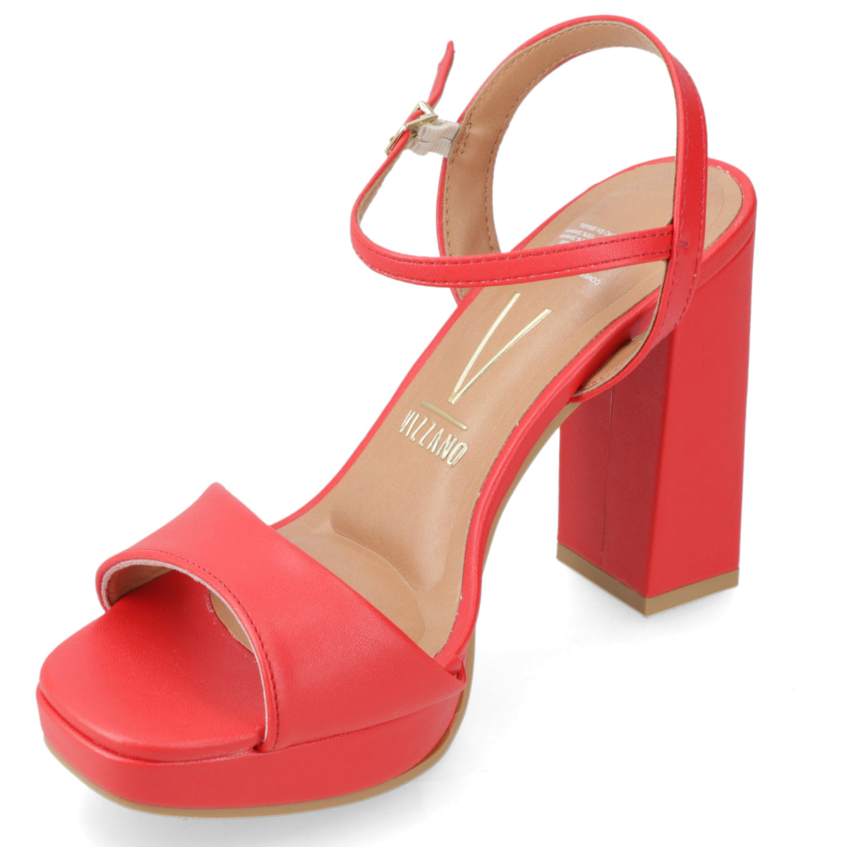 Sandalia Taco Ancho Alto Rojo Vizzano Ecocuero 34 / Rojo