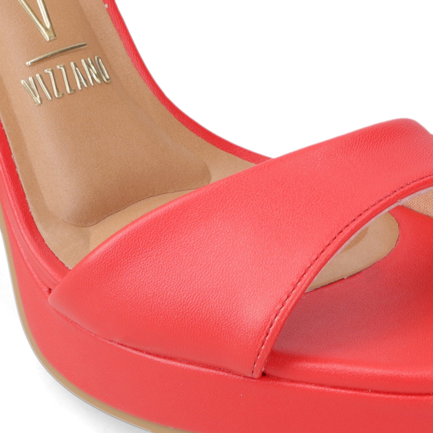 Sandalia Taco Ancho Alto Rojo Vizzano Ecocuero 34 / Rojo