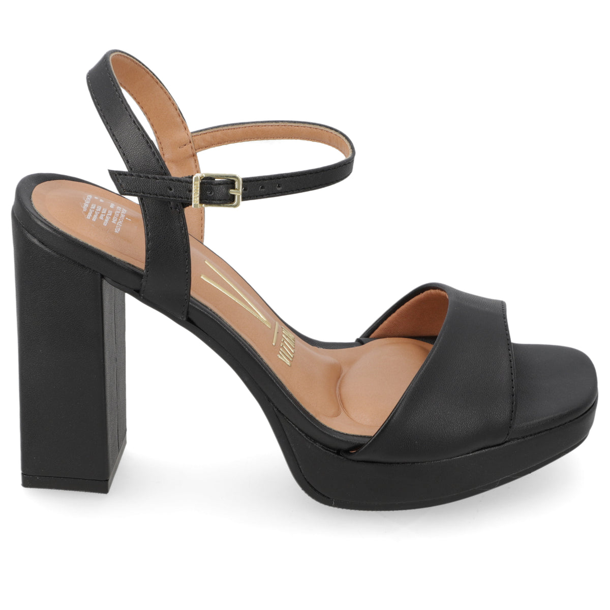 Sandalia Taco Ancho Alto Negro Vizzano Ecocuero 34 / Negro