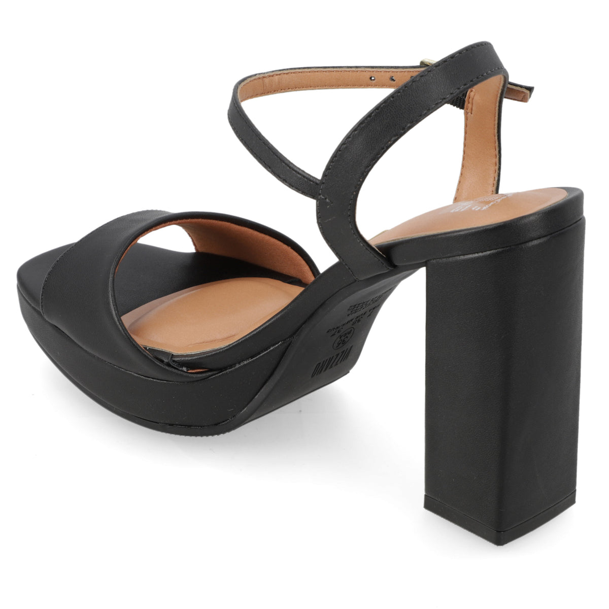 Sandalia Taco Ancho Alto Negro Vizzano Ecocuero 34 / Negro