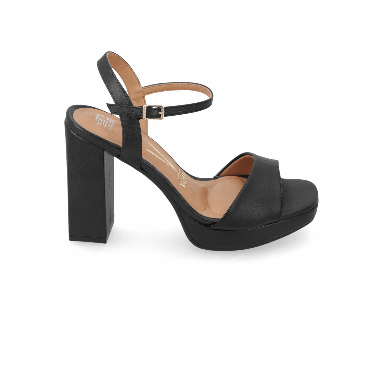 Sandalia Taco Ancho Alto Negro Vizzano Ecocuero 34 / Negro